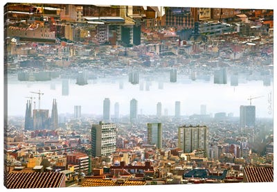 Barcelona Double Landscape Canvas Art Print - Spain Art