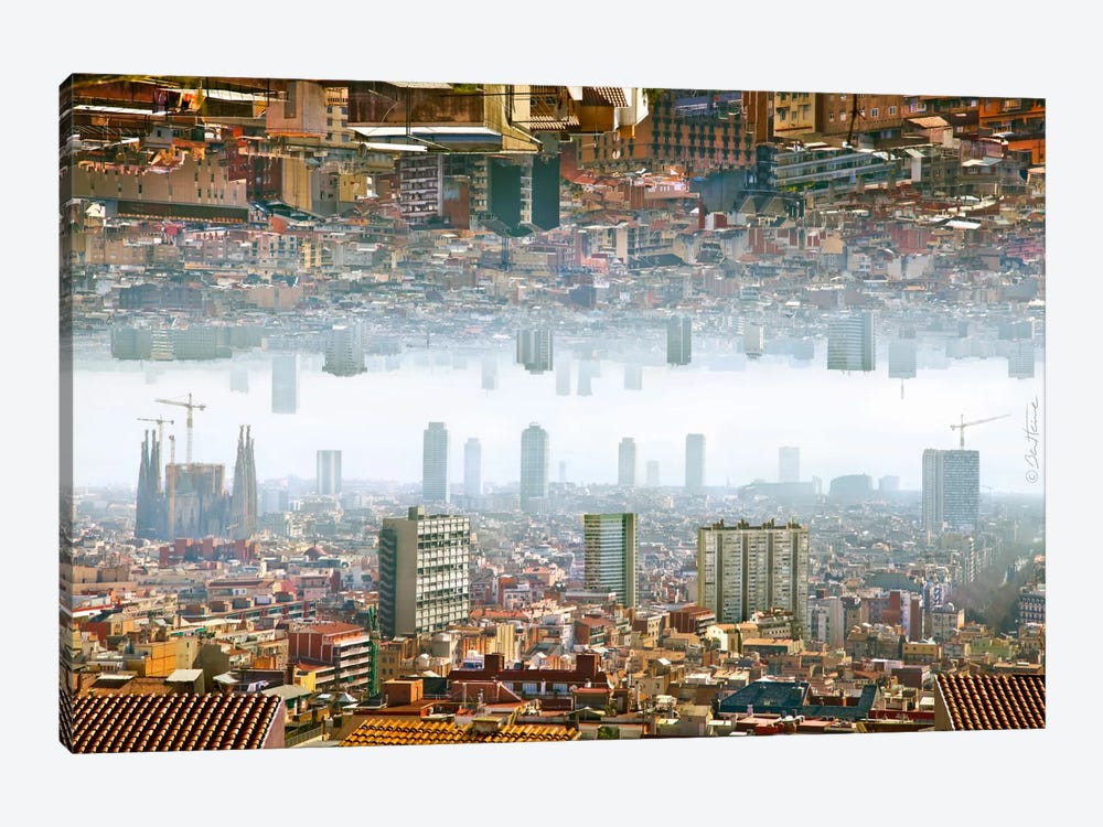 Barcelona Double Landscape by Ben Heine 1-piece Canvas Art Print