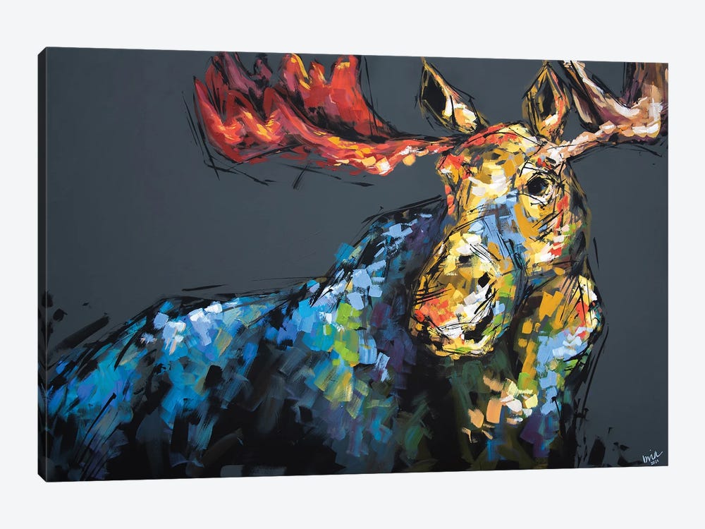 Mason The Moose by Bria Hammock 1-piece Canvas Wall Art