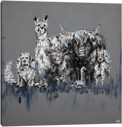The Brat Pack Canvas Art Print - Highland Cow Art