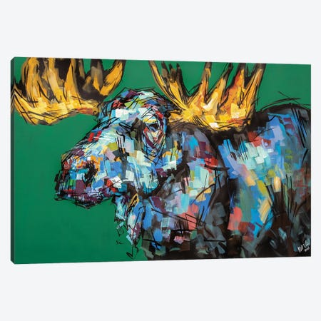 Kevin The Moose Canvas Print #BHM45} by Bria Hammock Canvas Art