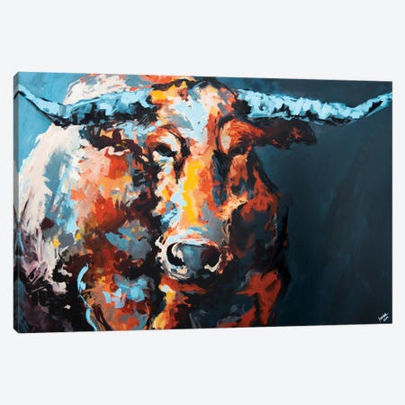 Steve The Longhorn Canvas Print #BHM4} by Bria Hammock Canvas Artwork