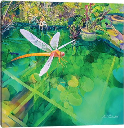 Buzzing Garden Canvas Art Print - Dragonfly Art