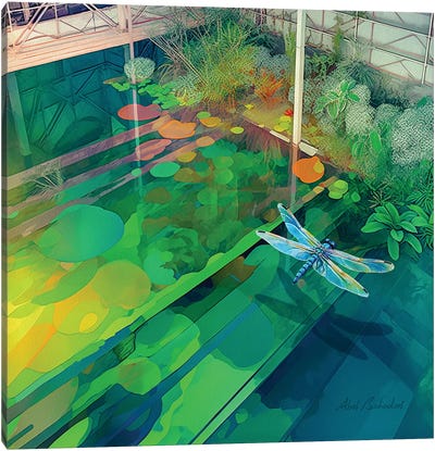 Hovering Pond Canvas Art Print - Dragonfly Art