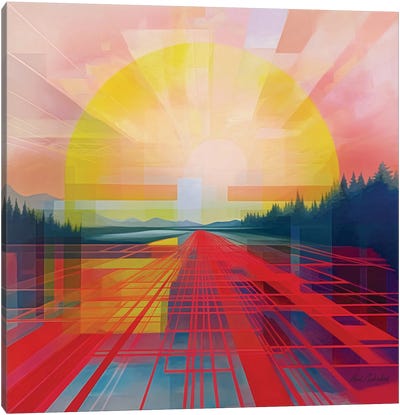 Grid Lake Canvas Art Print - Bold & Bright