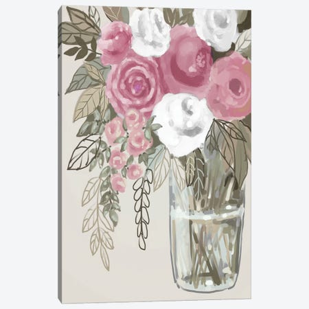 Soft Pink Florals I Canvas Print #BHS27} by Boho Hue Studio Canvas Artwork