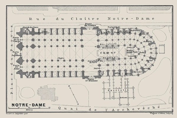 Dark Academia: Notre Dame Cathedral Floorplan by Bibliotography