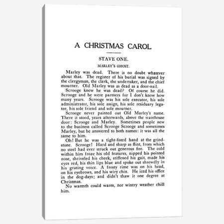 A Christmas Carol By Charles Dickens Book Page Canvas Print #BIB1} by Bibliotography Canvas Art Print