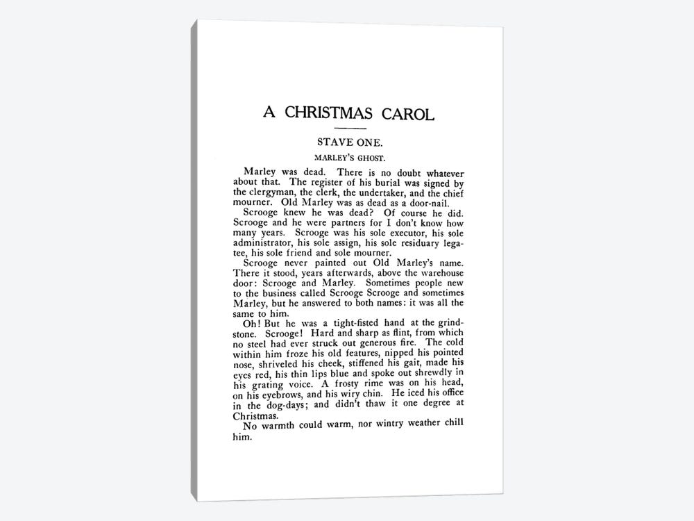 A Christmas Carol By Charles Dickens Book Page by Bibliotography 1-piece Canvas Wall Art