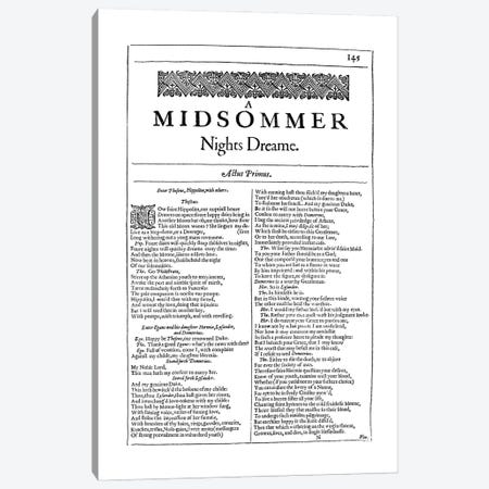 A Midsummer Night's Dream First Folio Page In White Canvas Print #BIB21} by Bibliotography Canvas Print