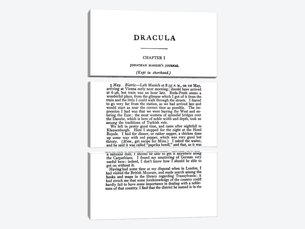 Dracula By Bram Stoker Book Page by Bibliotography 3-piece Canvas Wall Art