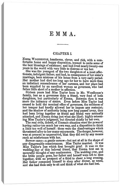 Emma By Jane Austen Book Page Canvas Art Print - Reading Nook