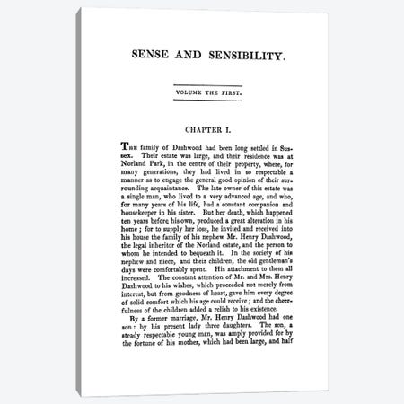 Sense And Sensibility By Jane Austen Canvas Print #BIB25} by Bibliotography Canvas Artwork