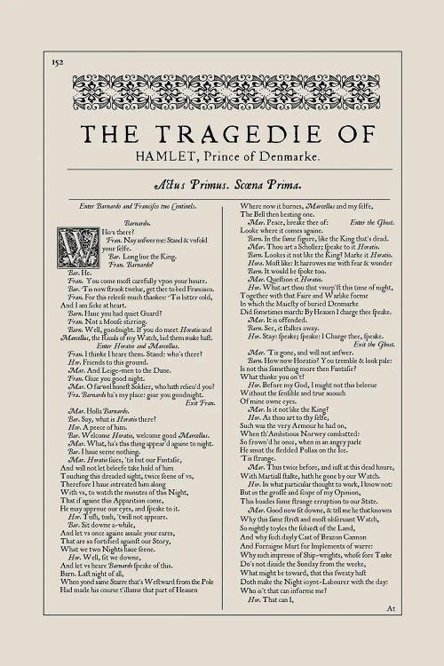 Hamlet First Folio Page In Almond