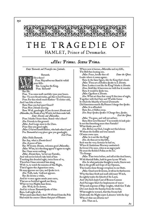 Hamlet First Folio Page In White