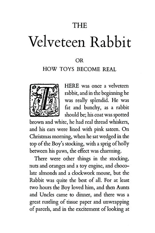 Velveteen Rabbit By Margery Williams Book Page