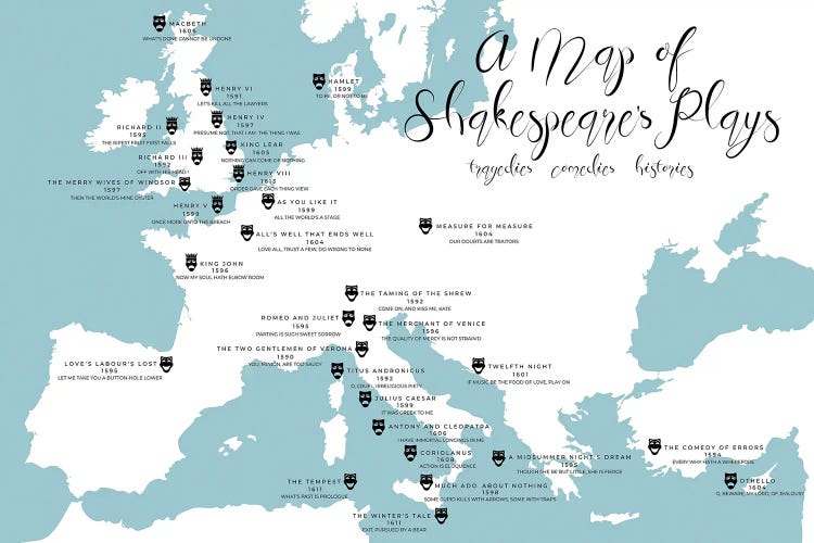 Map Of Shakespeare's Plays