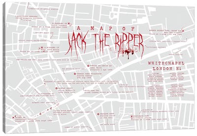 Jack The Ripper London Infographic Canvas Art Print - Bibliotography