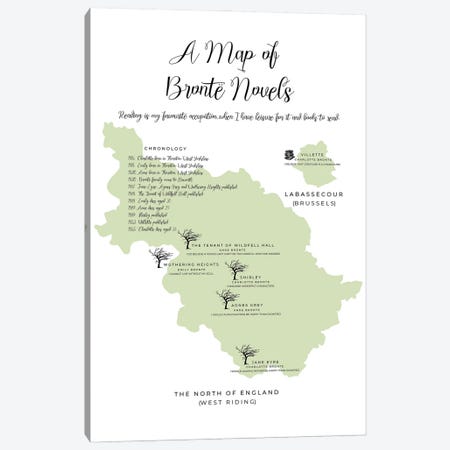 A Map Of Bronte Novels Canvas Print #BIB38} by Bibliotography Canvas Wall Art