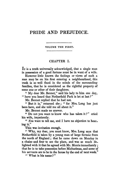 Pride And Prejudice By Jane Austen Book Page