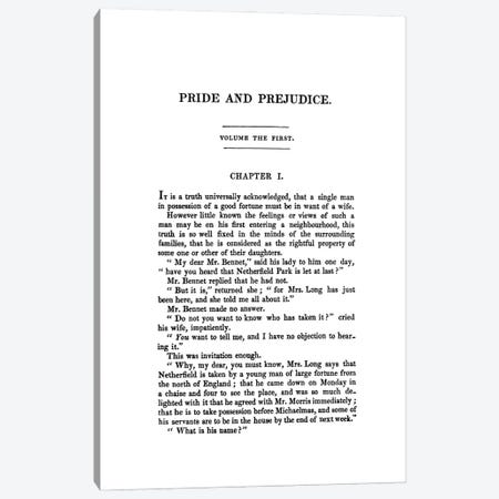 Pride And Prejudice By Jane Austen Book Page Canvas Print #BIB41} by Bibliotography Canvas Print