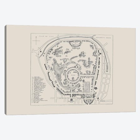 Regent's Park Map Canvas Print #BIB56} by Bibliotography Canvas Print
