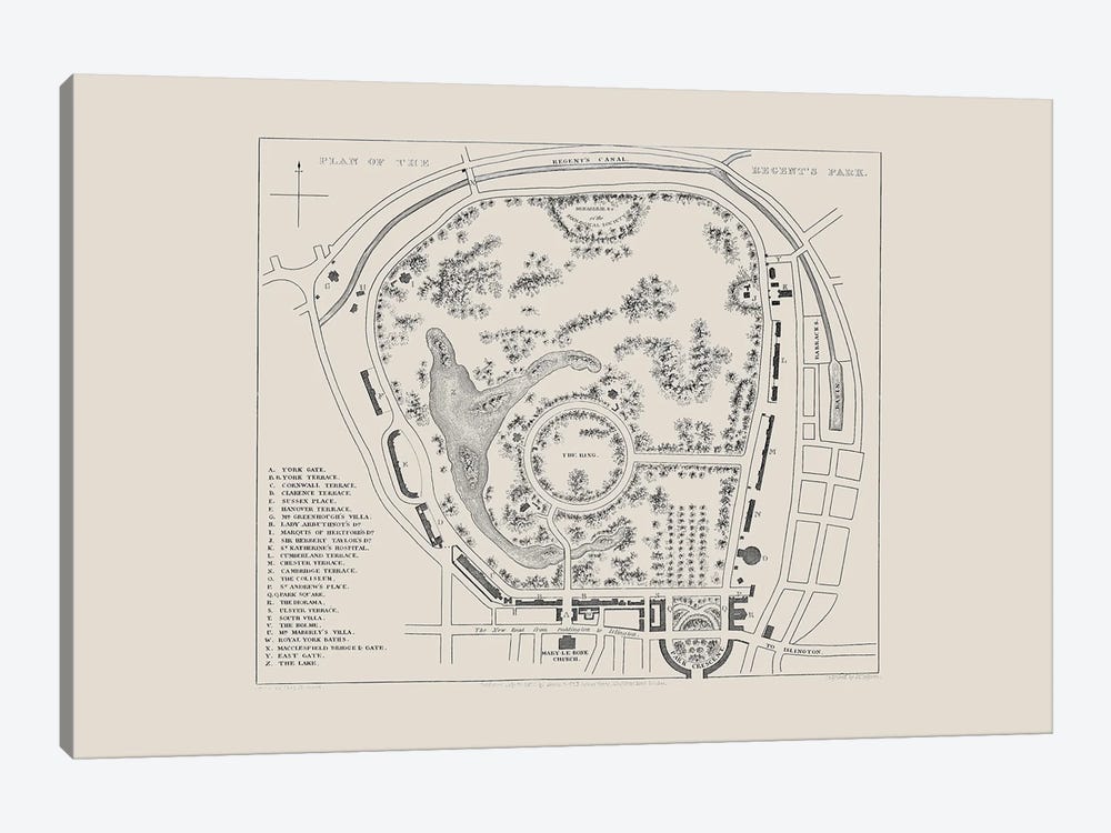Regent's Park Map by Bibliotography 1-piece Art Print