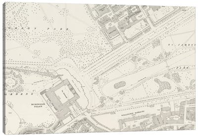 Buckingham Palace London Map Canvas Art Print - Dark Academia