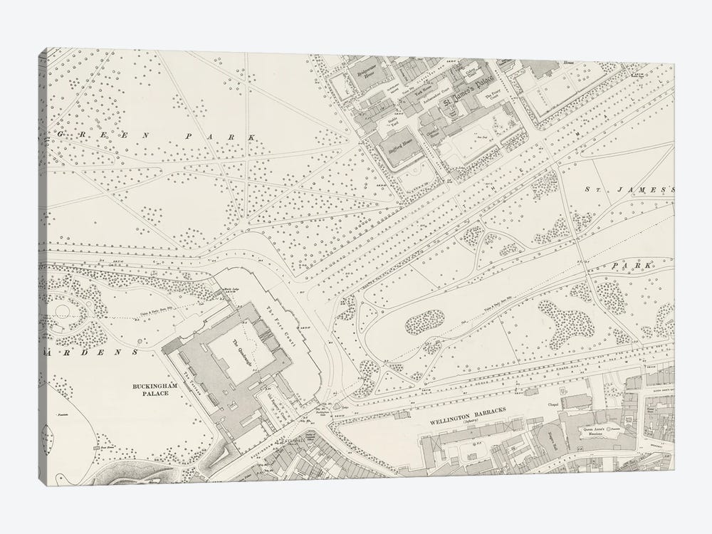 Buckingham Palace London Map by Bibliotography 1-piece Canvas Art