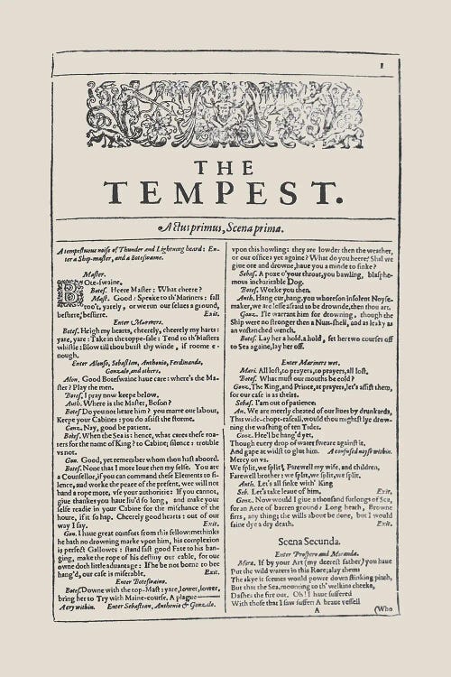 The Tempest First Folio In Almond