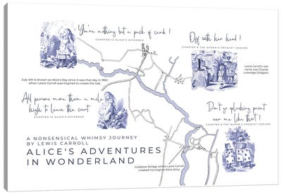 Alice's Adventures In Wonderland Infographic Landscape Canvas Art Print - Reading Nook