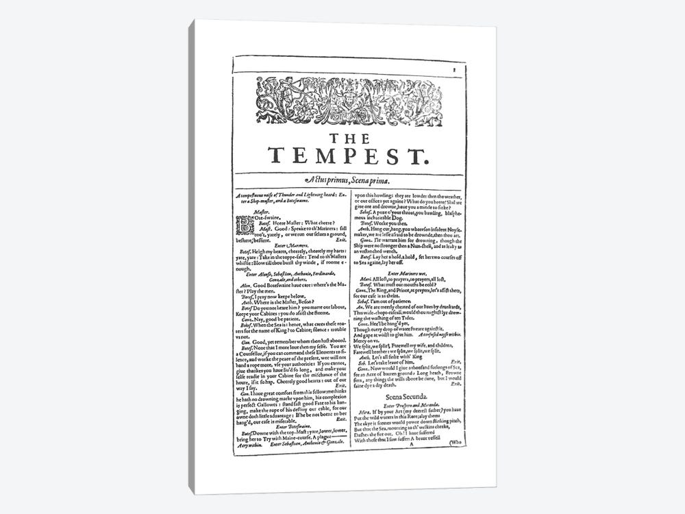 The Tempest First Folio In White by Bibliotography 1-piece Canvas Art