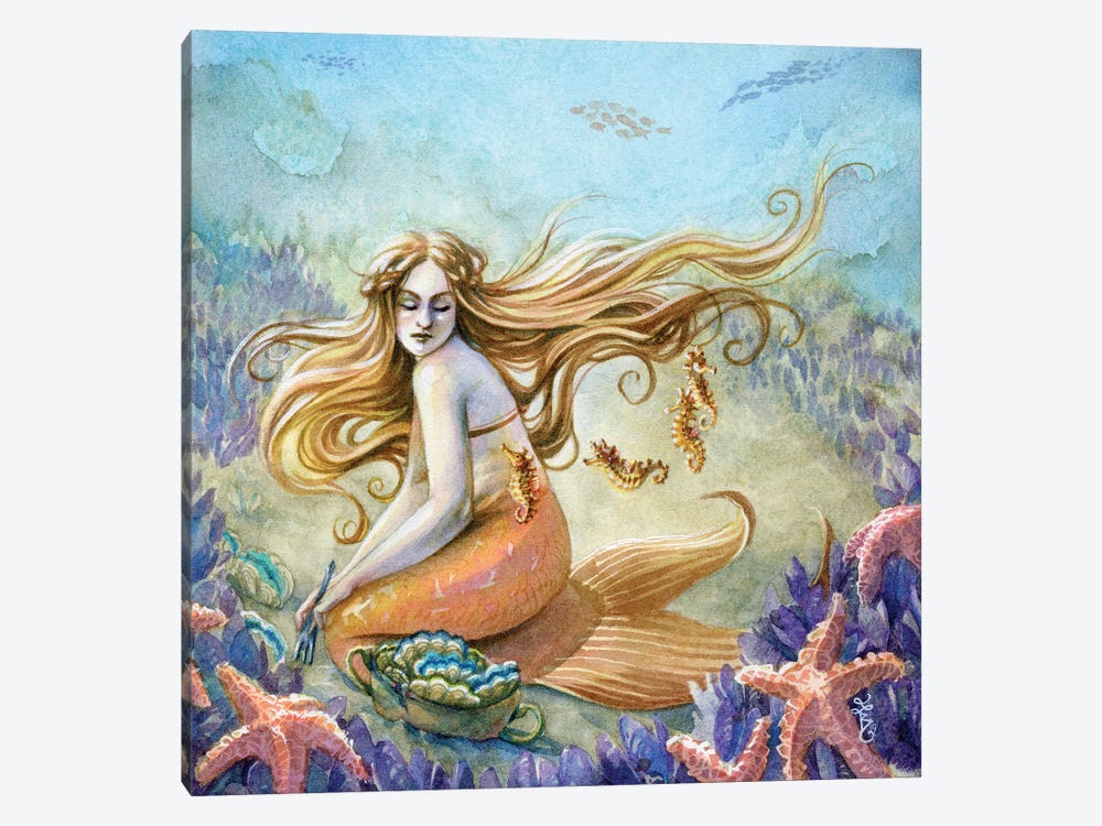 Coral Fields Mermaid by Sara Burrier 1-piece Canvas Art Print