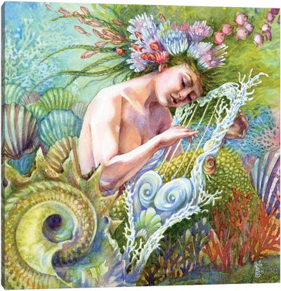 Coral Hymns Mermaid Canvas Art Print - Sara Burrier