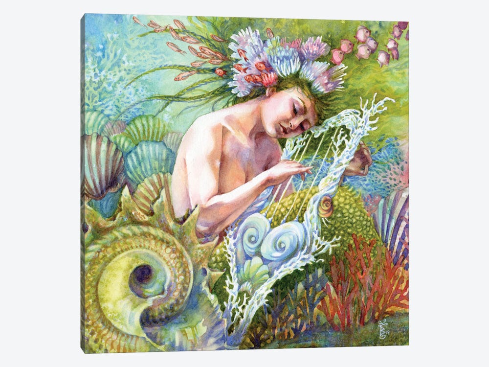 Coral Hymns Mermaid by Sara Burrier 1-piece Canvas Artwork
