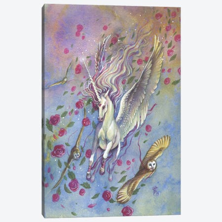 Cupid Unicorn Canvas Print #BIE17} by Sara Burrier Canvas Wall Art