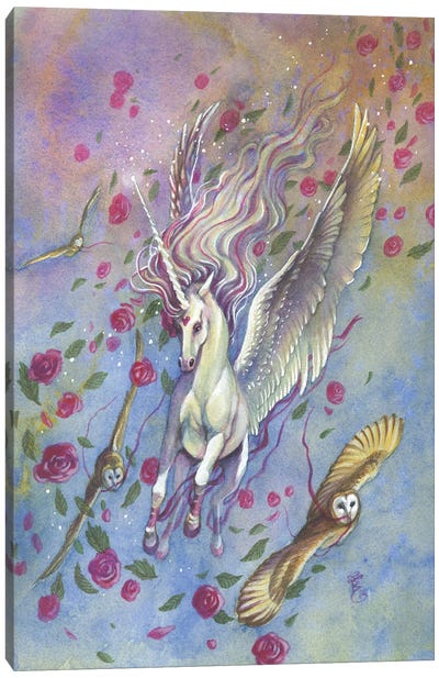 Cupid Unicorn Canvas Art Print - Sara Burrier