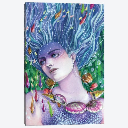 Decension Mermaid Canvas Print #BIE19} by Sara Burrier Canvas Art Print