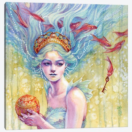 A Royal Gift Mermaid Canvas Print #BIE1} by Sara Burrier Canvas Artwork