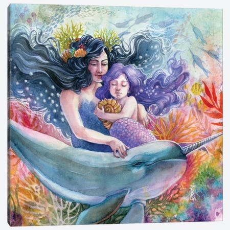 Embrace The Magic Mermaid Canvas Print #BIE22} by Sara Burrier Canvas Wall Art