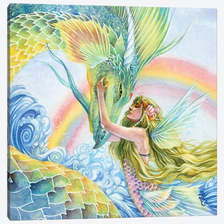 Eternal Companion Mermaid Canvas Print #BIE24} by Sara Burrier Art Print