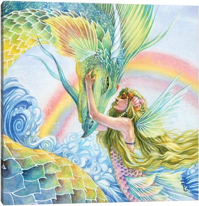 Eternal Companion Mermaid Canvas Art Print - Dragon Art