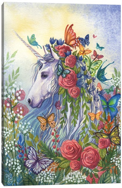 Flora Unicorn Canvas Art Print - Sara Burrier