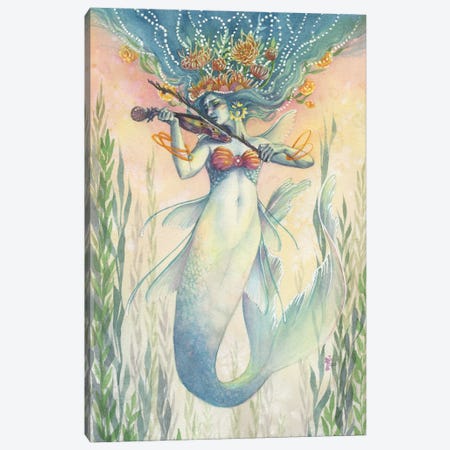 Harmonious Blue Mermaid Canvas Print #BIE32} by Sara Burrier Canvas Art Print