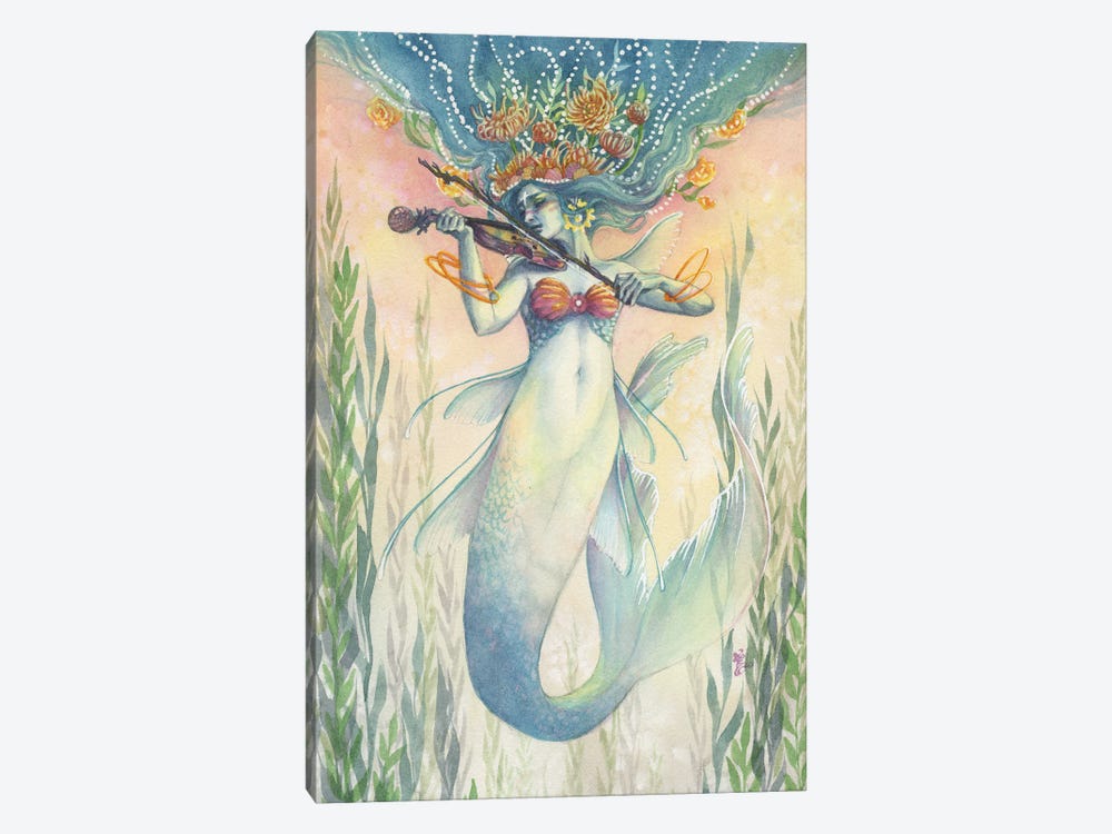 Harmonious Blue Mermaid by Sara Burrier 1-piece Canvas Art