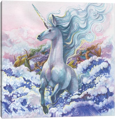 High Tide Canvas Art Print - Unicorn Art