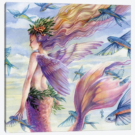 In Flight Mermaid Fairy Canvas Print #BIE35} by Sara Burrier Canvas Artwork