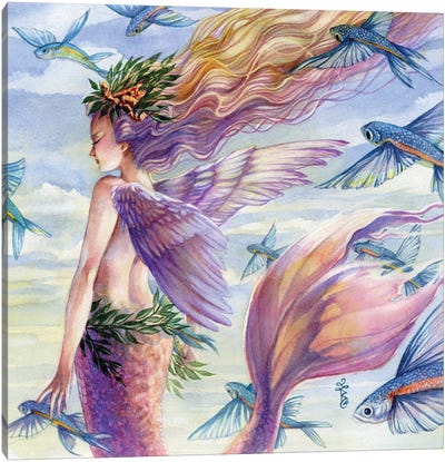 In Flight Mermaid Fairy Canvas Art Print - Mermaid Art
