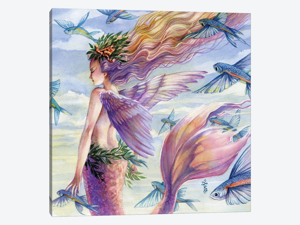 In Flight Mermaid Fairy by Sara Burrier 1-piece Canvas Print