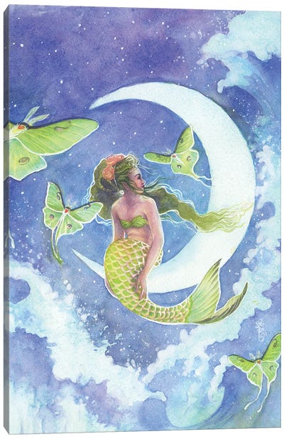 Lunar Waves Mermaid Canvas Art Print - Sara Burrier